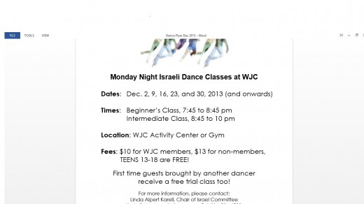 Israeli Dance Flyer 12-13